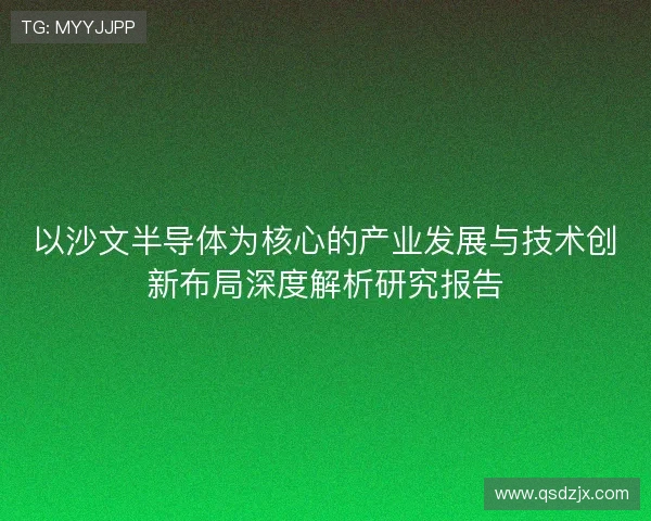 以沙文半导体为核心的产业发展与技术创新布局深度解析研究报告